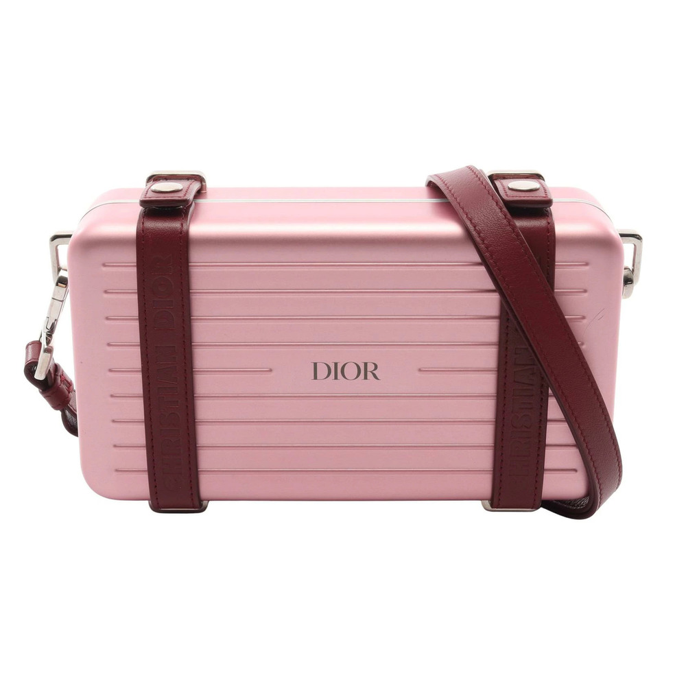 Christian Dior Rimowa Shoulder Bag Leather Shoulder Bag Burgundy Red Pink